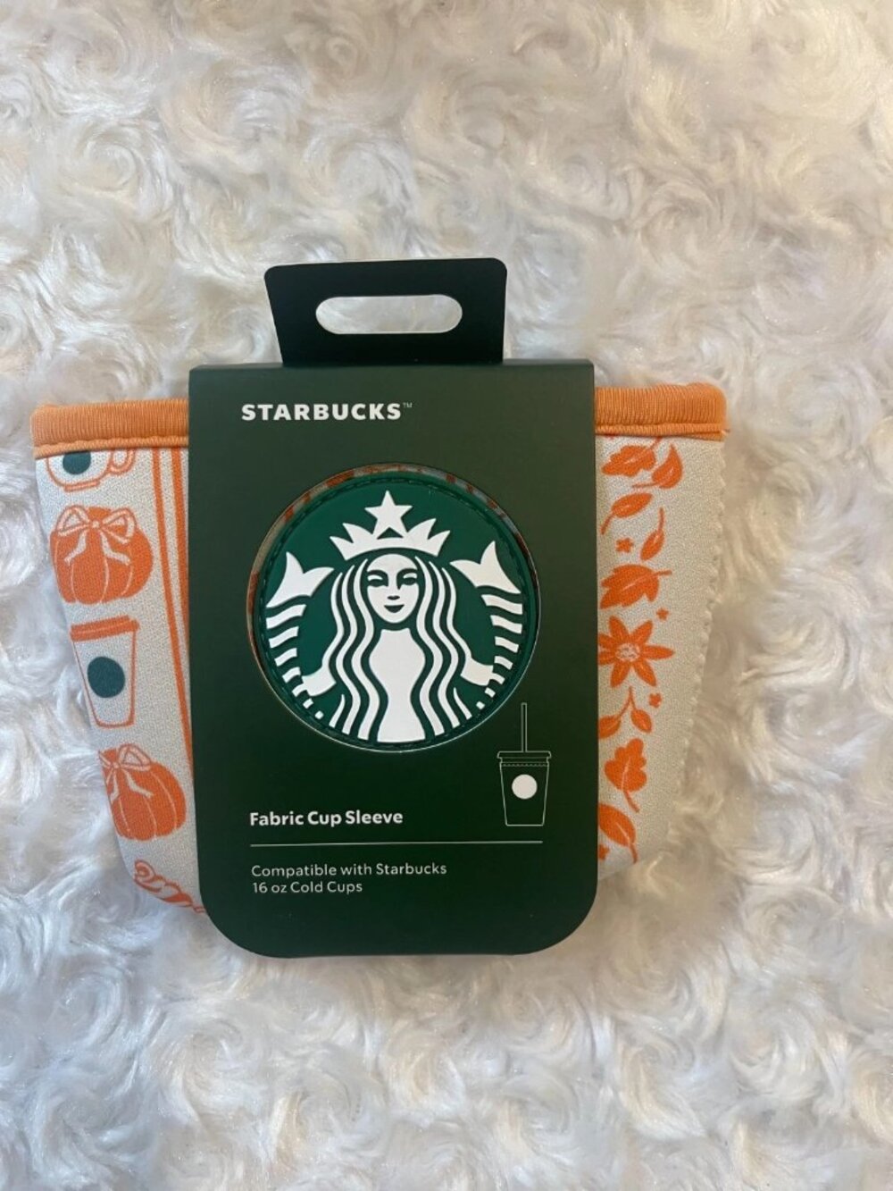 Disney Parks Starbucks Halloween Pumpkin Spice Fabric Cup Sleeve 16 Oz NWT 2026